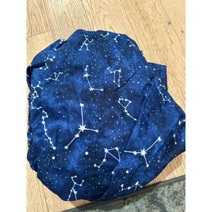 Kids Celestial Constellation Fitted Twin Sheet Blue White Stars Space Nursery